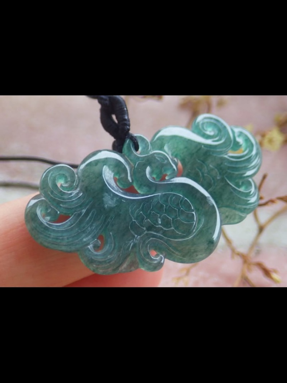 Certificate Jadeite Jade Hand Carved Green Phoenix Pendant